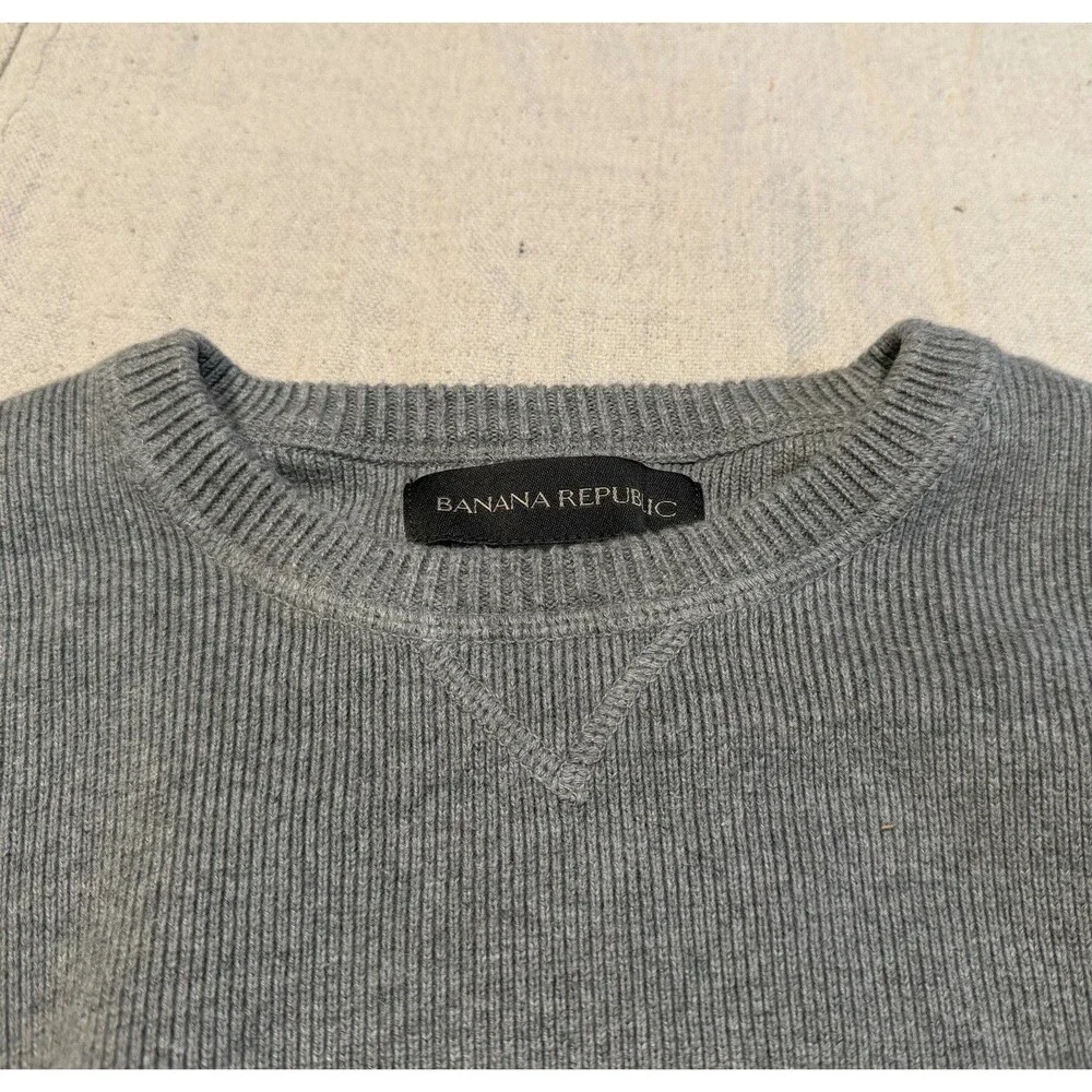 Banana Republic Men’s Gray 100% Cotton Knit Crewneck Sweater Size Small